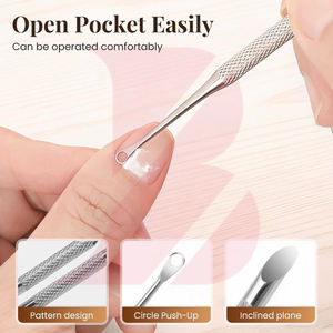 Empujador de Cutículas en Forma de Lazo, Empujador de Cutículas para Pretratamiento, Empujador de Cutículas Redondo de Acero Inoxidable con Estuche de Cuero PU - Product Image 3