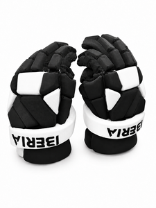 IBERIA Premium Wholesale Black White Lacrosse Gloves for Men | Padded Protective Lacrosse Gloves | Custom Team Gloves - Product Image 2
