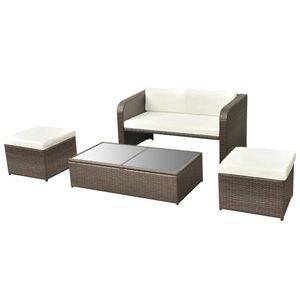 Ensemble de meubles de patio extérieur marron et blanc crème - Product Image 6