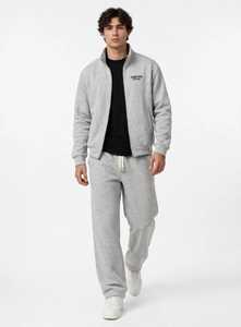 Ensemble de survêtement 2-en-1 pour homme ONETEN APPAREL, gris clair, imprimé, demi-zip, tenue décontractée et sportive pour l'automne - Product Image 2