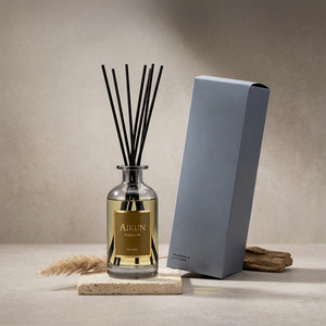 Aikun Elegant Home Fragrance Ornament Dodici Scent Transparent Glass <b>Reed</b> <b>Diffuser</b> Set With Grey Texture Gift Box <b>For</b> Indoor - Product Image 1