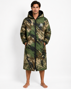 Parka de Natación Impermeable con Capucha Personalizada, Manga Larga, Secado Rápido, Transpirable, con Forro Polar y Cierre de Cremallera, Bata de Cambio con Camuflaje - Product Image 1