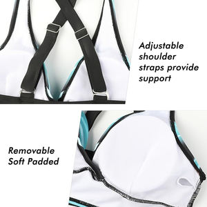 Conjunto de Bikini para Mujer, Top Halter Cruzado a Rayas, Braguita de Cintura Alta, Traje de Baño con Diseño Push-Up, Spandex y Poliéster, Ropa de Playa - Product Image 5