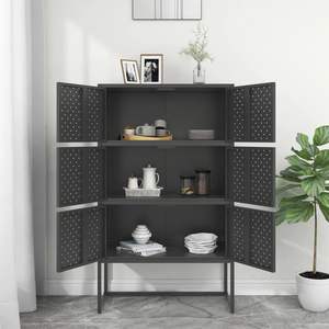 Mueble Alto de Acero Antracita con Patas Ajustables, Armarios para Sala de Estar - Product Image 3