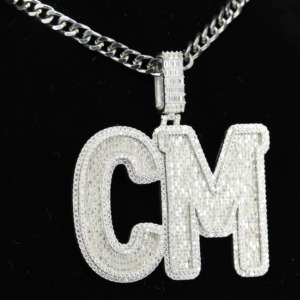 Iced Out Moissanite Personalized <b>Initial</b> Letter <b>Pendant</b> 925 <b>Silver</b> 18K Gold Plated Hip Hop Bling Necklace Pass Diamond Tester - Product Image 3