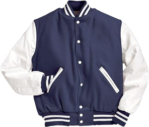 Fabricant sur mesure de vestes d'hiver pour hommes de haute qualité, style varsity, col montant, patchwork, à capuche, en laine, OEM - Product Image 1