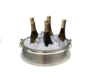 Cubo de Hielo Decorativo de Metal, Enfriador de Bebidas Estilo Vintage, Asa Resistente, Diseño Aislado, Perfecto para Fiestas y Eventos - Product Image 1