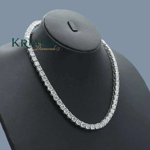 Collar de Tenis de Moissanita S925, Corte Brillante Redondo, Chapado en Rodio Plateado, Cadena Unisex de Lujo - Product Image 4