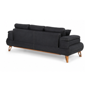 Sofá de Tela Moderno de Lujo de 3 Plazas, Madera de Teca Sólida, Muebles para Sala de Estar, Apartamento, Hotel, Villa - Product Image 2