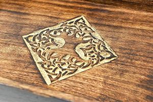 Rectangular wooden <b>tray</b> with handles carved design glossy finish serving platter <b>breakfast</b> <b>tray</b> decorative handmade wooden - Product Image 2