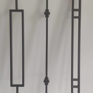 Parti scala 44 "nuovo Design decorazione interna nero grigio quadrato in ferro battuto balaustra solido metallo scala moderna mandrini - Product Image 2