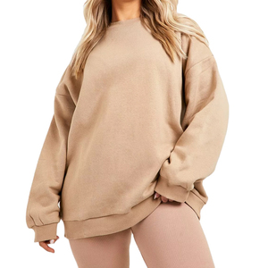 New Design Crew Neck Custom Autumn <b>Gym</b> Fitness <b>Sets</b> Women Plain Cotton Velour Puff <b>Sleeve</b> Loose <b>Long</b> <b>Sleeve</b> Pullover Sweatshirt - Product Image 3