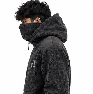 Custom Logo <b>Sherpa</b> Pullover Half Zip Streetwear Winter Outdoor Pocket Casual Men's Cotton Fleece <b>Hoodies</b> Wholesale Supplier USA - Product Image 6