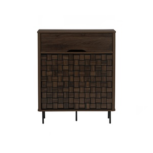 Armoire de rangement minimaliste en noyer avec pieds en métal noir, panneau stratifié, armoire multifonction pour la maison ou le bureau - Product Image 5