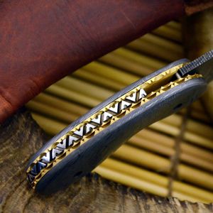 Couteau de chasse en acier de Damas, lame en forme de pied de mouton avec incrustation d'ormeau, manche personnalisé, fabriqué sur mesure pour une utilisation en extérieur - Product Image 3