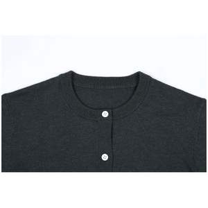 Cárdigan antiarrugas de lana merina 100% de punto fino a la moda para mujer con cuello redondo de manga larga estilo chino para la temporada de otoño - Product Image 4