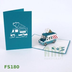 ANN HANDICRAFT FS180 Ice Cream <b>Car</b> Friendship 3D Pop Greeting Cards Custom Die Cutting Printing Thank You Gift Card Art - Product Image 4