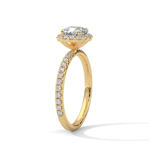 High Quality Exquisite Design Cluster <b>Ring</b> With <b>Cushion</b> Cut Lab Grown Diamond GRA Certified Handcrafted 14k Yellow Gold <b>Ring</b> - Product Image 3