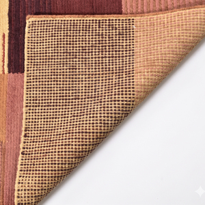 Tapis géométrique patchwork écologique antidérapant en laine bordeaux, terre cuite et moutarde DECORDEC pour salon, hôtel, villa - Product Image 5