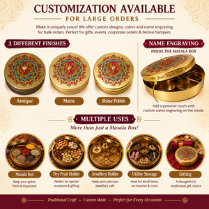 Vibrant Hand Painted Mandala Brass <b>Box</b> Round Indian Spice Container Decorative Kitchen Storage <b>Box</b> Wholesale Manufacturer - Product Image 5
