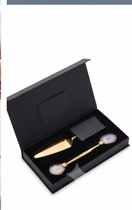 Stainless Steel Gold Cake Server Set With Agate Handles Irregular Shape Handmade 2 Pieces For Wedding Use And Parties - Product Image 4