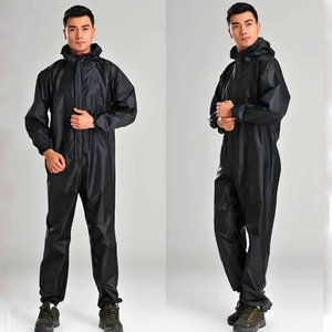 High Quality Customizable One-piece <b>Men</b> Women Waterproof Windproof Breathable Polyester <b>Raincoat</b> Jumpsuit Hooded Custom Brand - Product Image 3