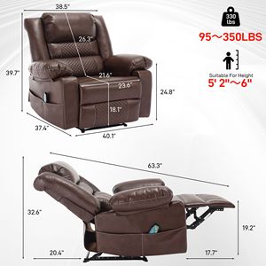 Breathable Leather Manual <b>Recliner</b> Chair for Living Room Massage Sofa with Comfortable Reclining Features - Product Image 6