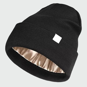 Gorro de Punto de Algodón con Logotipo Personalizado, Forro de Satén, Interior de Seda, con Etiqueta Personalizada - Product Image 1