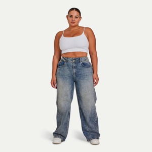 Jeans de Mezclilla Formales para Mujer, Cintura Media, Corte Recto, Transpirables, Color Sólido, Lavado a la Moda, Alta Calidad OEM - Product Image 2