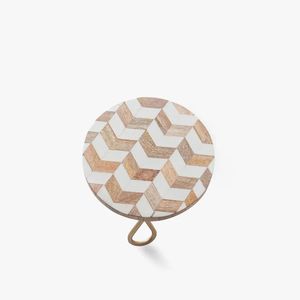 Support à gâteau en bois rond, présentoir à desserts, motif géométrique, pieds en métal, adapté pour les fêtes, les mariages, les pâtisseries, les cafés, les restaurants - Product Image 3