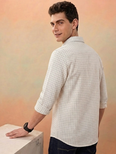 Camisa Casual de Lino/Algodón a Rayas para Hombre, Cuello con Botones, Manga Larga, Corte Entallado, Transpirable, Tejida, para Verano - Product Image 2