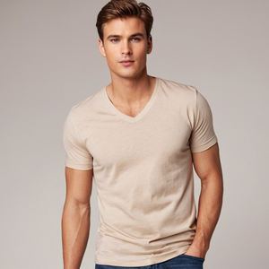 Camisetas de algodón de Punto ligero teñido en hilo, transpirables, de secado rápido, con cuello en V, Media manga, estampado a rayas, ropa informal y deportiva de gran tamaño - Product Image 5