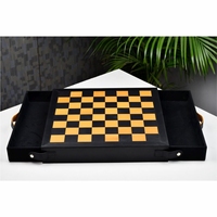 Jeu d'échecs de luxe en cuir avec étui de rangement, pièces d'échecs en bois artisanales, jeu de société professionnel de voyage, cadeau, échecs en cuir