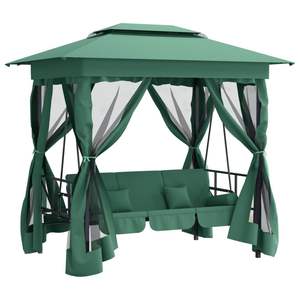 Gazebo Grande para Jardín, Pérgola y Pabellón de Acero con Recubrimiento en Polvo Verde - Product Image 2