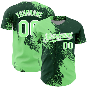 เสื้อเบสบอลสีเขียวแบบกำหนดเองสำหรับทีมของคุณ ผลิตจากโพลีเอสเตอร์ 100% ระบายเหงื่อได้ดี แบบสวมใส่ได้ทั้งชายและหญิง แขนสั้น สำหรับผู้ใหญ่ ชุดกีฬา - Product Image 1