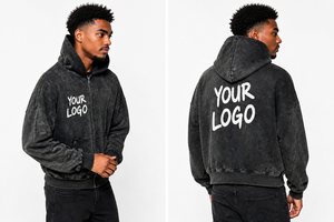 Custom Acid Wash Cotton Zip Up Hoodie Men Oversized Vintage Washed Streetwear <b>Jacket</b> Zip Up Sweatshirt For Men 2026 - Product Image 2