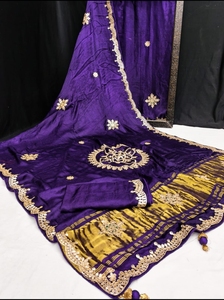 Sari indio en tela de seda pura con trabajo artesanal pesado Gotapatti - Product Image 3