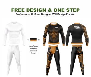 Ensemble de compression à manches longues avec impression par sublimation sans couture, qualité supérieure, respirant, vêtements de sport, rashguard et legging MMA - Product Image 2