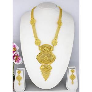 Collar con pendientes conjunto de joyas chapado en oro de latón puro de alta calidad UAE Dubai collar diseño collar conjunto de joyas - Product Image 4