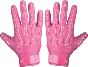 Gants de football américains personnalisés pour jeunes et adultes, roses, avec poignées en silicone super adhérentes ULTRA-Grip, rembourrés pour receveurs et joueurs de ligne. - Product Image 2