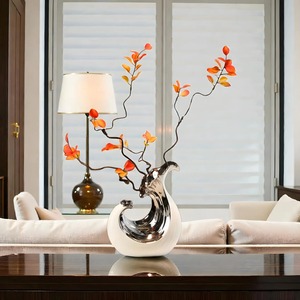 Modern Porcelain <b>Vase</b> With Silver Glaze Tabletop Decor Exquisite Design 8-16 Inches Width 8-12in - Product Image 5