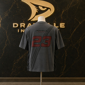 Camiseta extragrande Y2K Motorsport para hombre |   Camiseta de Algodón Grueso de 220 g/m², Personalizada OEM, Hombros Caídos, Corte Cuadrado, Color Gris Grafito, Estilo Urbano - Product Image 2
