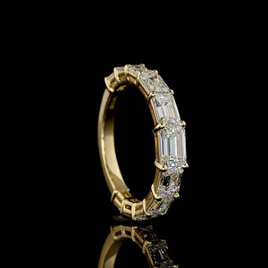 Lab Grown <b>Emerald</b> Cut Diamond Eternity Band <b>Ring</b> 10K 14K 18K Gold 925 935 <b>Silver</b> Engagement Party Luxury Wedding Anniversary - Product Image 3