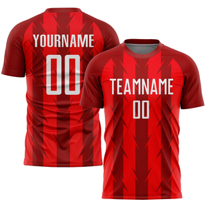 Maillot de football personnalisé rouge à manches longues avec rayures, nom personnalisé, numéro, nom de l'équipe, ensemble uniforme 00 - Product Image 6