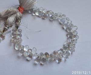 Topacio blanco natural AAA de 8.5 pulgadas, facetado en forma de lágrima, briolette de 6x8 mm, cuentas de topacio blanco para la fabricación de joyería al por mayor. - Product Image 4