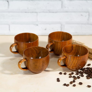 Tapa Reutilizable para Taza de Café de Madera de 200 ml, Diseño Vintage, Patrón con Logotipo Navideño, Regreso a Clases, FAIZA CRAFT, Apta para Lavavajillas y Microondas - Product Image 5