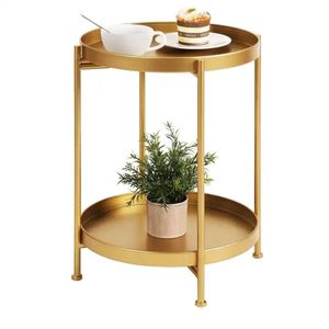 Modern <b>Round</b> Metal Coffee <b>Table</b> With Geometric Pattern Contemporary Living Room Furniture Decorative <b>Side</b> <b>Table</b> - Product Image 3