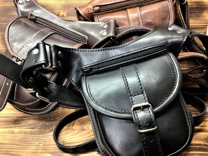 Sac de taille de hanche de motard de style vintage en cuir véritable pour hommes pochette de moto de jambe de goutte LLB-0040 pour le transport extérieur - Product Image 3
