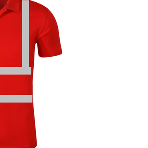 Men <b>Red</b> Reflective Hi Visibility Workwear Polo Shirt Polyester <b>Material</b> - Product Image 2