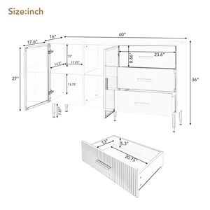 Credenza Moderna con Porte in Vetro Temperato Ambrato, Gambe in Metallo Dorato, Piano in Marmo Adesivo, Mobile Artigianale in MDF per Soggiorno - Product Image 3